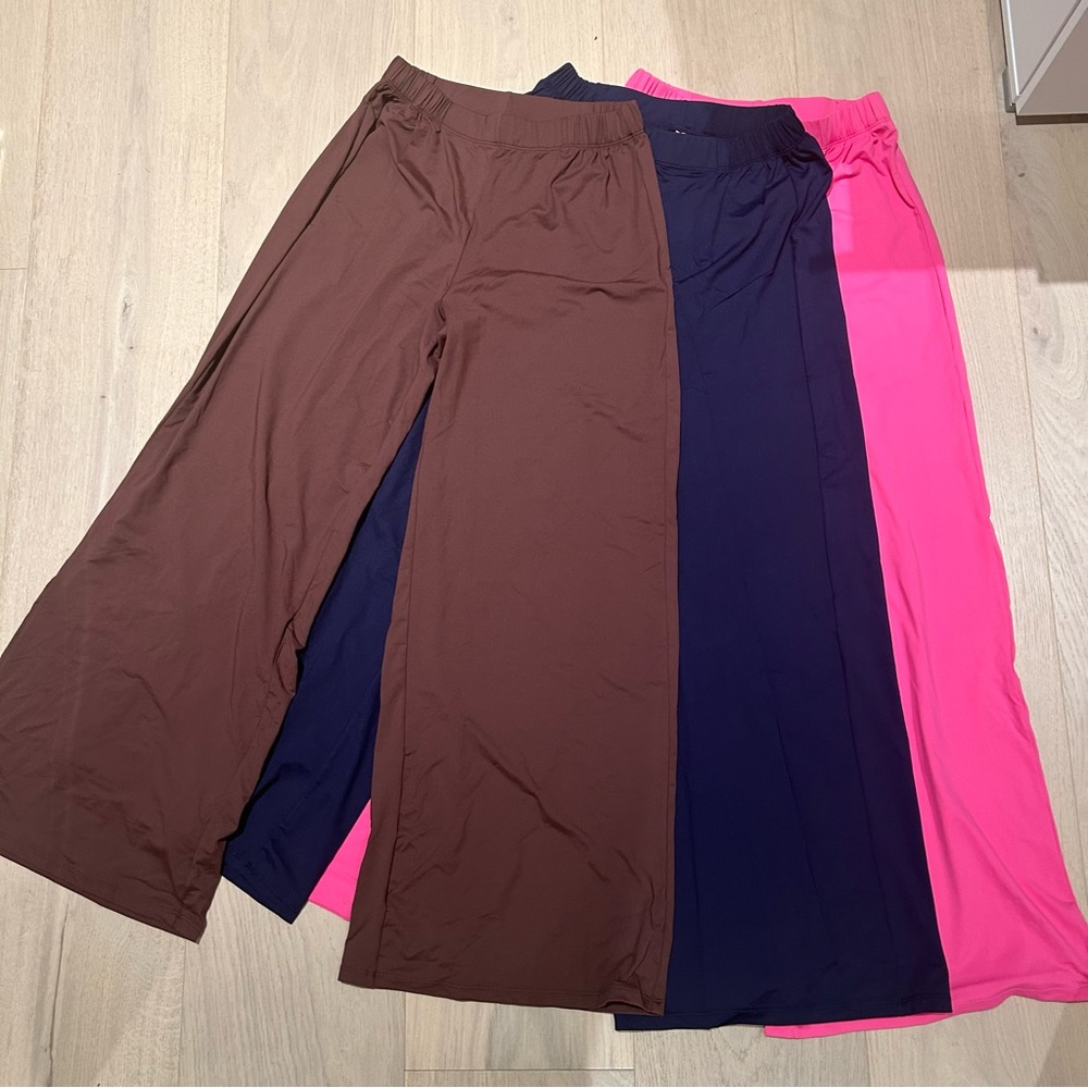 NWOT Wide Leg Pants Trio - Brown, Navy, Pink